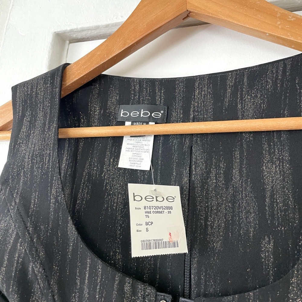 NWT bebe Black Metallic Vest+Boot-Cut Pants Set Coachella Festival Concert Sz S - Picture 3 of 10